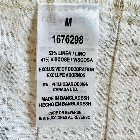 NWT Nicole Miller Original Ladies' White & Tan Pleat Hem Linen Blend Shirt Dress - Picture 7 of 14